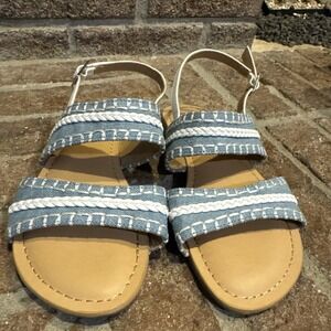 Girls DV Dolce Vita Clovar Blue Strappy Denim Braided Sandals Size 2Y #0021